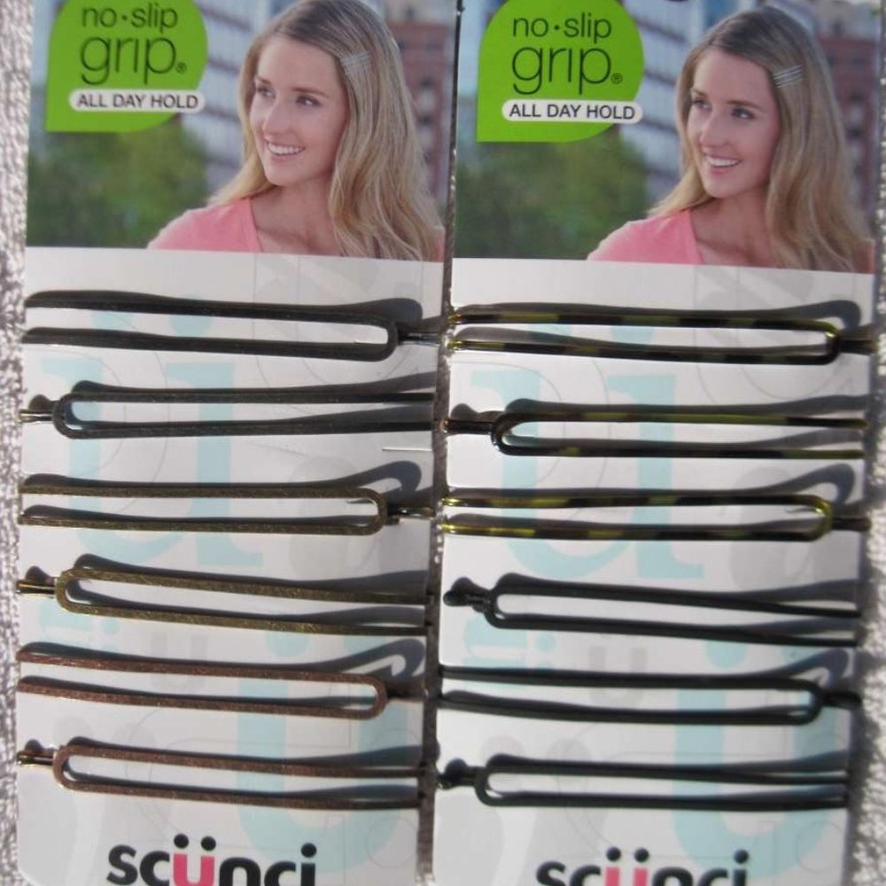 6 Scunci Open Design Betsy Metal Bobby Slide Hair Pin Silver Bronze Copper Black